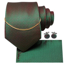 Load image into Gallery viewer, Business Black Silk Necktie Chain Classic Tie Square Handkerchief Elegant Cufflink Wedding Formal Neckties For Men