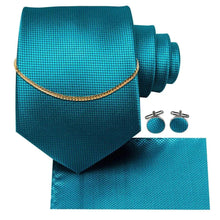 Load image into Gallery viewer, Business Black Silk Necktie Chain Classic Tie Square Handkerchief Elegant Cufflink Wedding Formal Neckties For Men