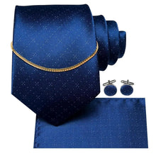 Load image into Gallery viewer, Business Black Silk Necktie Chain Classic Tie Square Handkerchief Elegant Cufflink Wedding Formal Neckties For Men