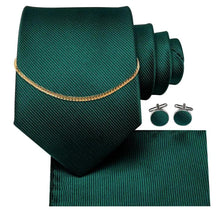 Load image into Gallery viewer, Business Black Silk Necktie Chain Classic Tie Square Handkerchief Elegant Cufflink Wedding Formal Neckties For Men