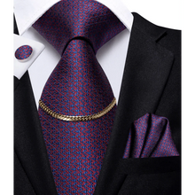 Load image into Gallery viewer, Business Black Silk Necktie Chain Classic Tie Square Handkerchief Elegant Cufflink Wedding Formal Neckties For Men