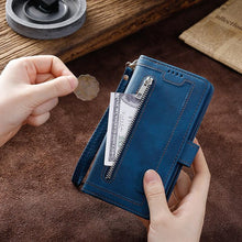 Load image into Gallery viewer, Business Blue New Cards Flip Leather Case For iPhone 14 13 12 11 Pro Max 10 X 6 6s 7 8 Plus XR XS Max Multifunctional Wallet Phone Case Multi-Card Wallet Leather iphone Case
