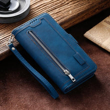 Load image into Gallery viewer, Business Blue New Cards Flip Leather Case For iPhone 14 13 12 11 Pro Max 10 X 6 6s 7 8 Plus XR XS Max Multifunctional Wallet Phone Case Multi-Card Wallet Leather iphone Case
