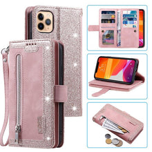 Load image into Gallery viewer, Business Blue New Cards Flip Leather Case For iPhone 14 13 12 11 Pro Max 10 X 6 6s 7 8 Plus XR XS Max Multifunctional Wallet Phone Case Multi-Card Wallet Leather iphone Case