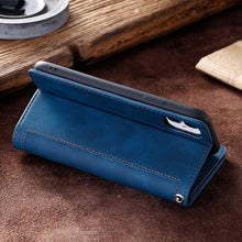 Load image into Gallery viewer, Business Blue New Cards Flip Leather Case For iPhone 14 13 12 11 Pro Max 10 X 6 6s 7 8 Plus XR XS Max Multifunctional Wallet Phone Case Multi-Card Wallet Leather iphone Case
