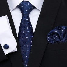 Load image into Gallery viewer, Business Men Silk Necktie Cufflinks Set Luxury Design Necktie With Handkerchief Necktie For Casual And Daily Wear Classic Men Flower Ties Wedding Handkerchief Cufflinks Set