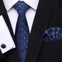 Load image into Gallery viewer, Business Men Silk Necktie Cufflinks Set Luxury Design Necktie With Handkerchief Necktie For Casual And Daily Wear Classic Men Flower Ties Wedding Handkerchief Cufflinks Set