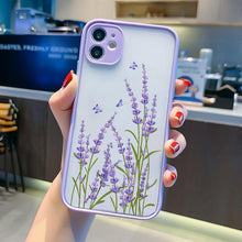 Load image into Gallery viewer, Butterfly Lavender Flower Phone Case For iPhone 13 mini 14 pro max Hard Shockproof Cover Floral Design Built-in Lens Protection Beautiful Design Transparent Back Case Cover for iPhone
