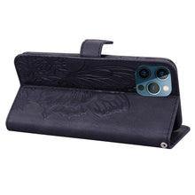 Load image into Gallery viewer, Butterfly Leather Flip Cover For iPhone 14 X XS XR 13 12 11 Pro Max 12 MINI Phone Wallet Case PU Leather Wallet Case Butterfly Flower Pattern Design Magnetic Flip Case Shockproof Protective Cover
