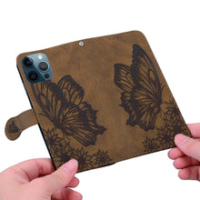 Load image into Gallery viewer, Butterfly Leather Flip Cover For iPhone 14 X XS XR 13 12 11 Pro Max 12 MINI Phone Wallet Case PU Leather Wallet Case Butterfly Flower Pattern Design Magnetic Flip Case Shockproof Protective Cover