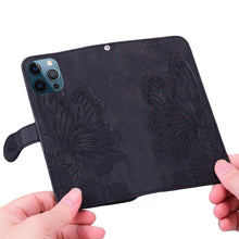 Load image into Gallery viewer, Butterfly Leather Flip Cover For iPhone 14 X XS XR 13 12 11 Pro Max 12 MINI Phone Wallet Case PU Leather Wallet Case Butterfly Flower Pattern Design Magnetic Flip Case Shockproof Protective Cover