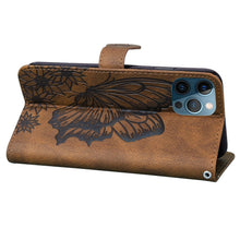 Load image into Gallery viewer, Butterfly Leather Flip Cover For iPhone 14 X XS XR 13 12 11 Pro Max 12 MINI Phone Wallet Case PU Leather Wallet Case Butterfly Flower Pattern Design Magnetic Flip Case Shockproof Protective Cover