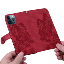 Load image into Gallery viewer, Butterfly Leather Flip Cover For iPhone 14 X XS XR 13 12 11 Pro Max 12 MINI Phone Wallet Case PU Leather Wallet Case Butterfly Flower Pattern Design Magnetic Flip Case Shockproof Protective Cover