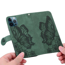 Load image into Gallery viewer, Butterfly Leather Flip Cover For iPhone 14 X XS XR 13 12 11 Pro Max 12 MINI Phone Wallet Case PU Leather Wallet Case Butterfly Flower Pattern Design Magnetic Flip Case Shockproof Protective Cover