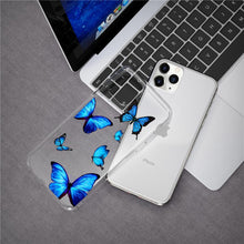 Load image into Gallery viewer, Butterfly Soft Clear Protection Case For iPhone Soft Cover For iPhone 11 12 13 14 Pro Max Mini Crystal Clear Cute Shockproof Slim Fit Bumper Protective Cover Colorful Butterfly Design Case For Girls