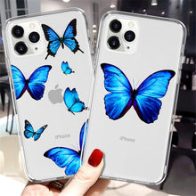 Load image into Gallery viewer, Butterfly Soft Clear Protection Case For iPhone Soft Cover For iPhone 11 12 13 14 Pro Max Mini Crystal Clear Cute Shockproof Slim Fit Bumper Protective Cover Colorful Butterfly Design Case For Girls