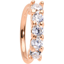 Load image into Gallery viewer, 18G 5/16 Clear CZ Rose Gold IP Quintet Seamless Circular Ring