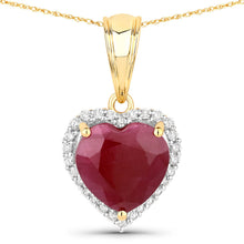 Load image into Gallery viewer, 4.47 Carat Genuine Ruby and White Diamond 14K Yellow Gold Pendant