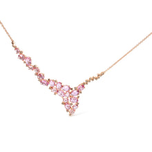 Load image into Gallery viewer, 18K Rose Gold 1/2 Cttw Brown Diamond and Multi-Size Oval Pink Sapphire Cluster Cascade Statement Station Necklace (Brown Color, SI1-SI2 Clarity) - Adjustable up to 14" to 16"