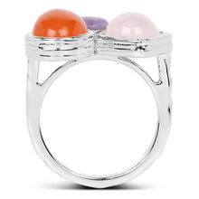 Load image into Gallery viewer, 5.21 Carat Genuine Rose Quartz, Carnelian And Charolite .925 Sterling Silver Ring