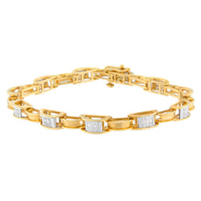 Load image into Gallery viewer, 14K Yellow Gold Princess Cut Diamond Chain Link Bracelet (1.00 cttw, H-I Color, SI1-SI2 Clarity)