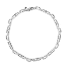 Load image into Gallery viewer, 14K White Gold 1.0 Cttw Invisible Set Princess Cut Diamond Alternating Station and Link Tennis Bracelet (I-J Color, I1-I2 Clarity) - Size 7.25" Inches