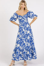 Load image into Gallery viewer, New Summer Cutout Back Floral Sweetheart Neck Puff Sleeve Dress – Unique, Romantic and Trendy Floral Dress with Puff Sleeves and Cutout Back