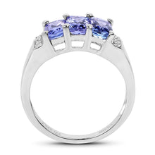 Load image into Gallery viewer, 1.63 Carat Genuine Tanzanite & White Diamond .925 Sterling Silver Ring