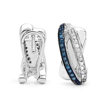 Load image into Gallery viewer, 0.28 Carat Genuine Blue Diamond & White Diamond .925 Sterling Silver Earrings