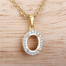 Load image into Gallery viewer, 0.22 Carat Genuine White Diamond 14K Yellow Gold Semi Mount Pendant - holds 9x7mm Oval Gemstone