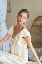 Load image into Gallery viewer, Tie Back V-Neck Ruffle Sleeve Summer Dress For Women – Elegant, Chic & Trendy V-Neck Fluttering Dress with Ruffles & Tie Detail