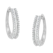 Load image into Gallery viewer, 10K White Gold Diamond Hoop Earrings (3/4 cttw, I-J Color, I2-I3 Clarity)