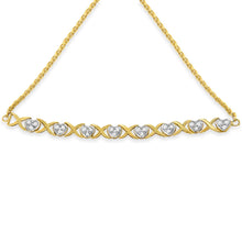 Load image into Gallery viewer, 10K Yellow Gold over .925 Sterling Silver 1/10 Cttw Diamond Heart and X-Link 6â€-9†Adjustable Bolo Bracelet (H-I Color, I2-I3 Clarity)