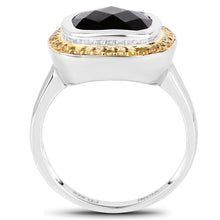 Load image into Gallery viewer, 3.67 Carat Genuine Smoky Quartz and Yellow Diamond .925 Sterling Silver Ring