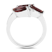 Load image into Gallery viewer, 1.98 Carat Genuine Garnet and White Topaz .925 Sterling Silver Ring