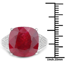 Load image into Gallery viewer, 14.47 Carat Dyed Ruby and White Topaz .925 Sterling Silver Ring