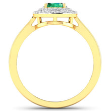 Load image into Gallery viewer, 0.88 Carat Genuine Zambian Emerald and White Diamond 14K Yellow Gold Ring