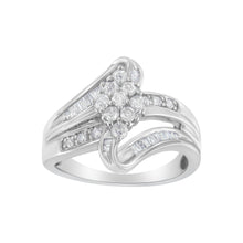 Load image into Gallery viewer, 10K White Gold 1/2 cttw Diamond Cluster Ring (H-I Clarity, I2-I3 Color) - Size 6