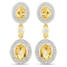 Load image into Gallery viewer, 18K Yellow Gold Plated 5.70 Carat Genuine Citrine and White Topaz .925 Sterling Silver Earrings