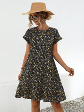 Load image into Gallery viewer, Floral Round Neck Short Sleeve Dress Elegant & Effortless Everyday Style Women Dress