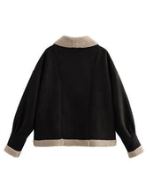 Load image into Gallery viewer, Fuzzy Collared Neck Long Sleeve Jacket with Buttoned Closure and Cozy Pockets