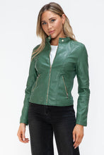 Load image into Gallery viewer, Women Classic Snobbish Faux Leather Zip-Up Drawstring Hooded Jacket Edgy & Casual PU Leather Jacket For Streetwear