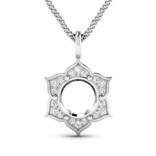 Load image into Gallery viewer, 0.14 Carat Genuine White Diamond 14K White Gold Semi Mount Pendant - holds 8.00mm Round Gemstone
