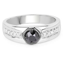 Load image into Gallery viewer, 0.65 Carat Genuine Black Diamond and White Diamond .925 Sterling Silver Ring
