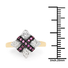 Load image into Gallery viewer, 14K Yellow Gold Plated 0.57 Carat Genuine Ruby and White Cubic Zirconia .925 Sterling Silver Ring