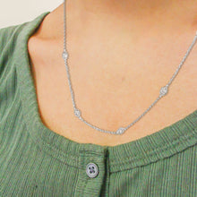 Load image into Gallery viewer, 14K White Gold 1.00 Cttw Bezel Set Round Diamond Marquise Shaped Milgrain Station 18" Collar Necklace (G-H Color, SI1-SI2 Clarity)