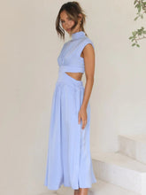 Load image into Gallery viewer, Modern Cutout Mock Neck Sleeveless Ruched Dress Elegant Dress For Women