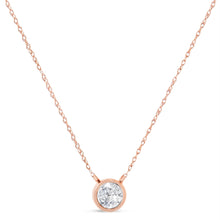 Load image into Gallery viewer, AGS Certified 10K Rose Gold 1/5 Cttw Bezel Set Round Diamond Solitaire 16-18" Adjustable Pendant Necklace (H-I Color, VS1-VS2 Clarity)