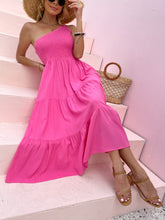 Load image into Gallery viewer, Smocked Single Shoulder Sleeveless Dress Stylish & Comfortable Summer Long Dress Lightweight Dress
