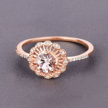 Load image into Gallery viewer, 0.54 Carat Genuine Morganite and White Diamond 14K Rose Gold Ring
